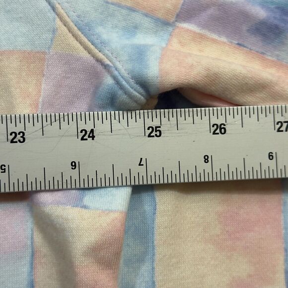 Wild Fable Sweatshirt Women Medium Pink Blue Square Print Pastel Fleece Pullover - Picture 6 of 6